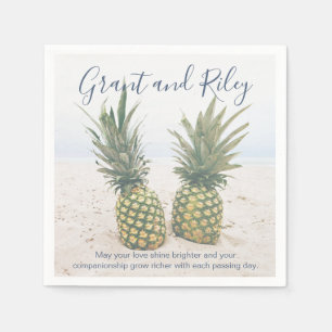 Serviette En Papier Papier de fête tropical avec ananas de plage