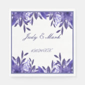 Serviette En Papier Papier de feuillage bleu violet Floral (Devant)