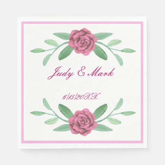 Serviette En Papier Papier de feuillage rose Floral (Devant)