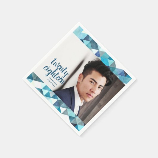 Serviette En Papier Papier de fin d'études Abstrait bleu moderne servi (Coin)