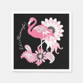 Serviette En Papier Papier de Flamant rose rose Paisley noir moderne (Devant)