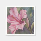 SERVIETTE EN PAPIER PAPIER DE FLEURS HIBISCUS ROSE NAPKINS (Devant)