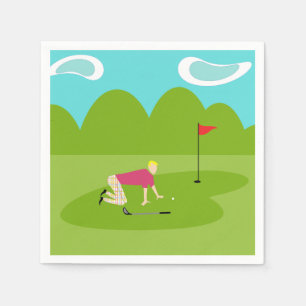 Serviette En Papier Papier de Golfer Retro