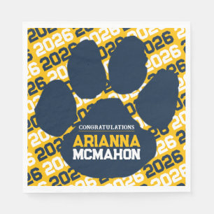 Serviette En Papier Papier de graduation personnalisé bleu et or Marin