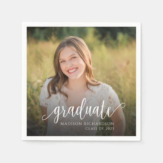 Serviette En Papier Papier de graduation photo de script moderne (Devant)