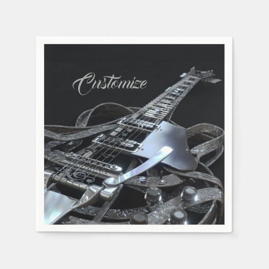 Serviette En Papier Papier de guitare électrique gris argent (Devant)