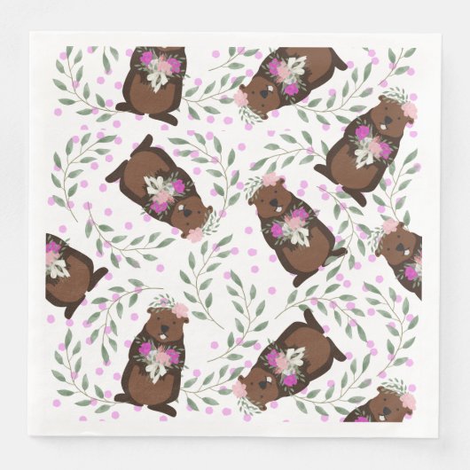 Serviette En Papier Papier de jour de marmotte Napkin (Devant)