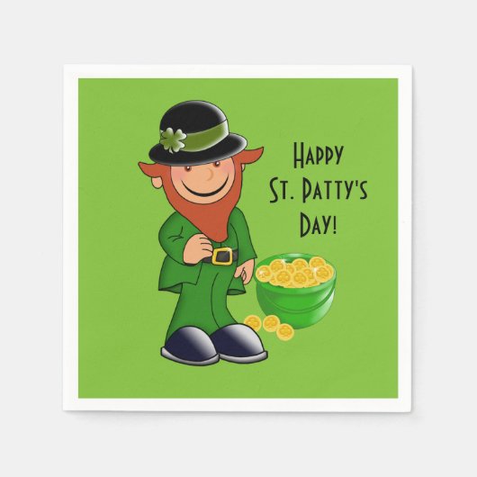 Serviette En Papier Papier de jour Saint Patrick Napkin, Leprechaun (Devant)
