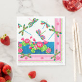 Serviette En Papier Papier de libellules et de lys Napkin (En situation)