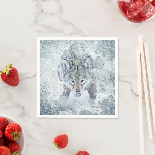 Serviette En Papier Papier de Loup de Neige Napkin (En situation)