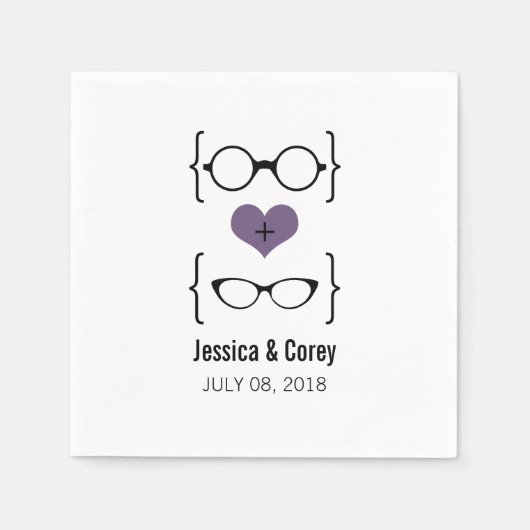 Serviette En Papier Papier de lunettes violet Geeky (Devant)