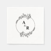 Serviette En Papier Papier de mariage à initiale de couple classique é (Devant)