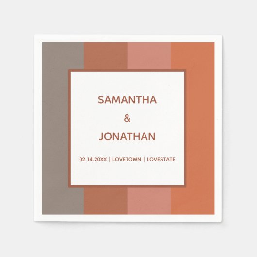 Serviette En Papier Papier de mariage Bauhaus rayé personnalisé servie (Devant)