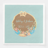 Serviette En Papier Papier de mariage bleu et Brown Retro Beach (Devant)