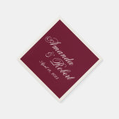 Serviette En Papier Papier de mariage classique Bourgogne personnalisé (Coin)