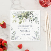 Serviette En Papier Papier de mariage élégant à l'aquarelle eucalyptus (En situation)