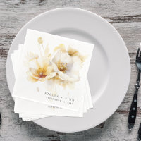 Papier de mariage élégant fleur blanche or jaune