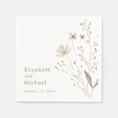 Serviette En Papier Papier de Mariage Élégant Fleur de Près (Devant)