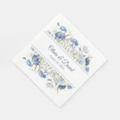 Serviette En Papier Papier de mariage Fleur de mariage Hydrangea Bleu (Coin)
