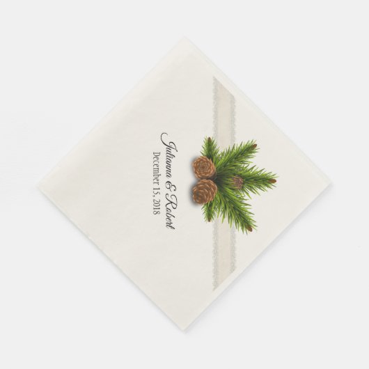 Serviette En Papier Papier de mariage hivernal Pine Cones Napkin (Coin)