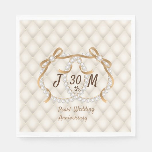 Serviette En Papier Papier de Mariage Pearl personnalisé Napkin (Devant)