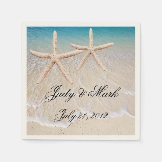 Serviette En Papier Papier de mariage personnalisé Starfish Beach (Devant)