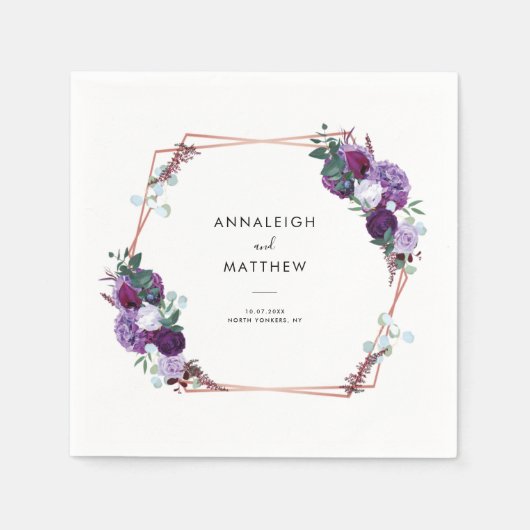 Serviette En Papier Papier de Mariage végétal violet (Devant)