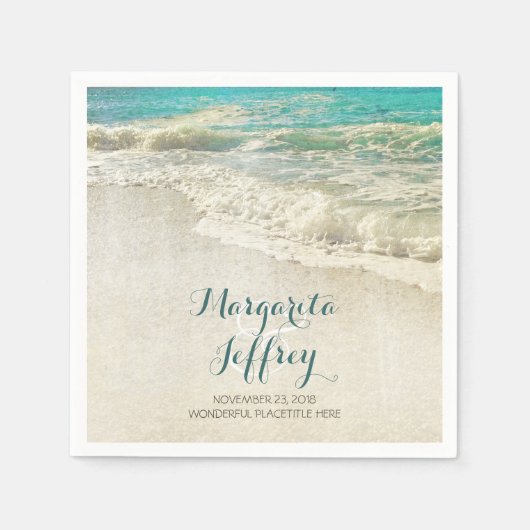 Serviette En Papier Papier de mariage vintage Beach (Devant)