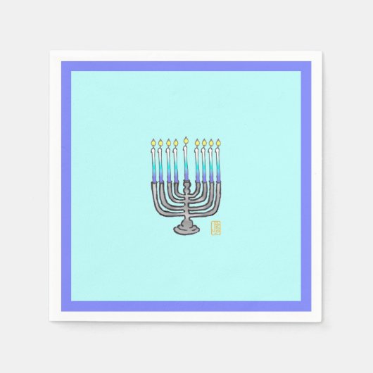Serviette En Papier Papier de Menorah Whimsical Napkin (Devant)