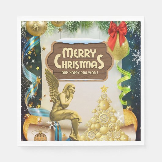 Serviette En Papier Papier de Noël, Ange de Noël (Devant)