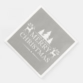 Serviette En Papier Papier de Noël argenté et blanc Joyeux (Coin)