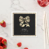 Serviette En Papier Papier de Noël Black Gold Glitt Bow (En situation)