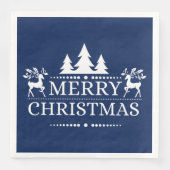 Serviette En Papier Papier de Noël bleu et blanc (Devant)