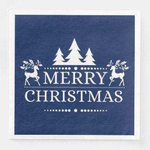 Serviette En Papier Papier de Noël bleu et blanc