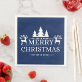 Serviette En Papier Papier de Noël bleu et blanc (En situation)