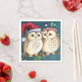 Serviette En Papier Papier de Noël Chouettes (En situation)