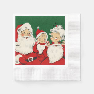 Serviette En Papier Papier de Noël de la famille Père Noël vintage Nap