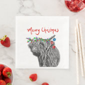 Serviette En Papier Papier de Noël de la vache Highland (En situation)