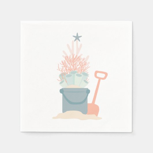 Serviette En Papier Papier de Noël en bord de mer côtier Napkin (Devant)
