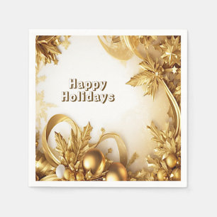Serviette En Papier Papier de Noël Feuille d'or Napkin