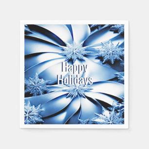 Serviette En Papier Papier de Noël Floral Bleu Napkin