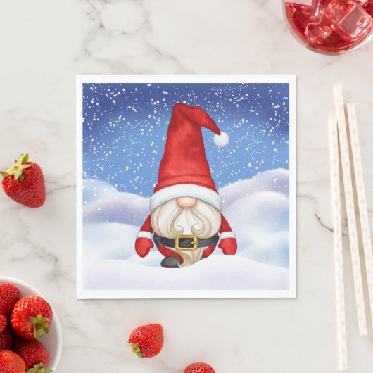 Serviette En Papier Papier de Noël Gnome (En situation)