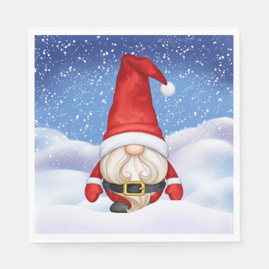 Serviette En Papier Papier de Noël Gnome (Devant)