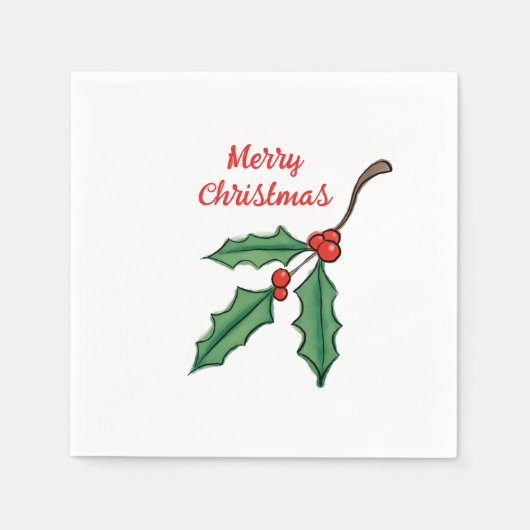 Serviette En Papier Papier de Noël Holly Party (Devant)