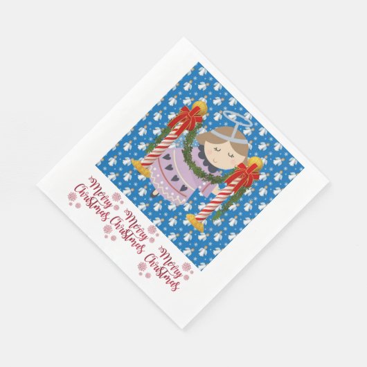 Serviette En Papier Papier de Noël, Joyeux Ange de Noël (Coin)