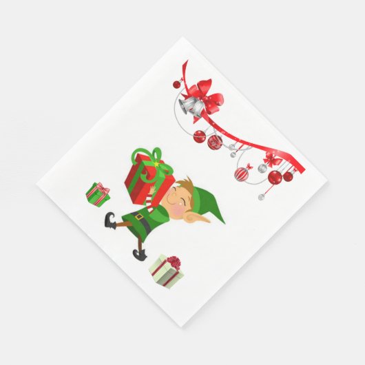 Serviette En Papier Papier de Noël, Joyeux Noël, Elfe (Coin)