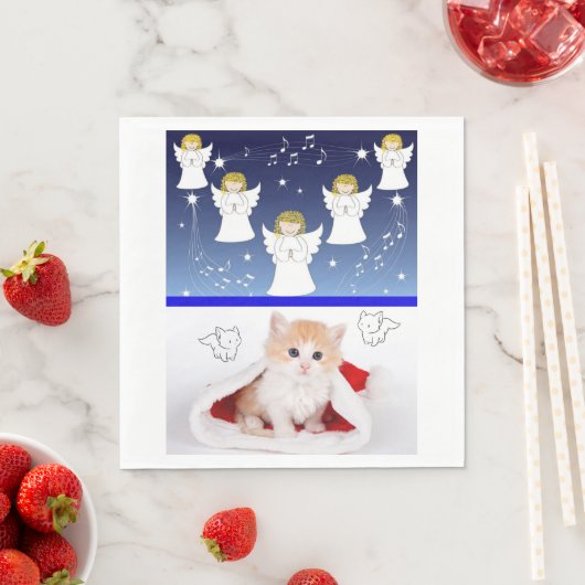 Serviette En Papier Papier de Noël, Joyeux Noël, Kitten (En situation)