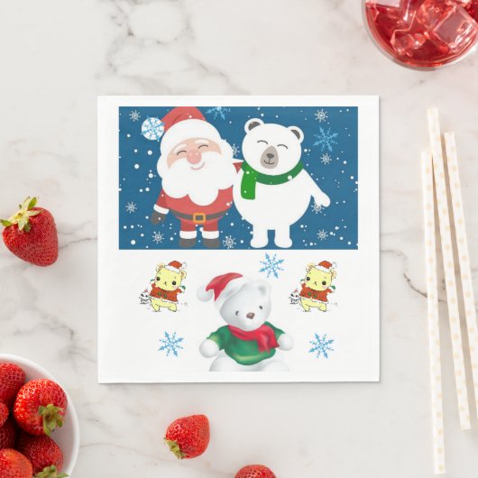 Serviette En Papier Papier de Noël, Joyeux Noël, Ours (En situation)