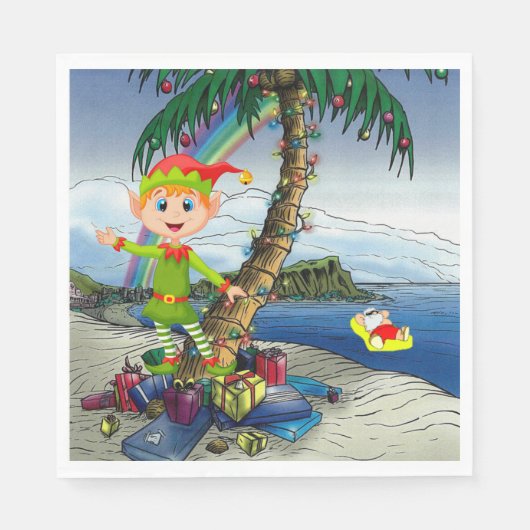 Serviette En Papier Papier de Noël, Joyeux Noël, Plage (Devant)