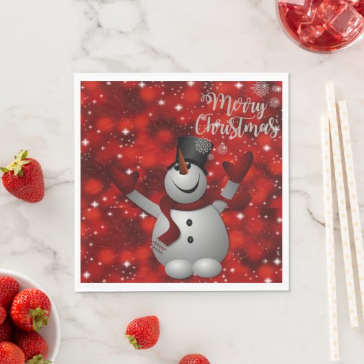 Serviette En Papier Papier de Noël, Joyeux Noël, Snowman (En situation)